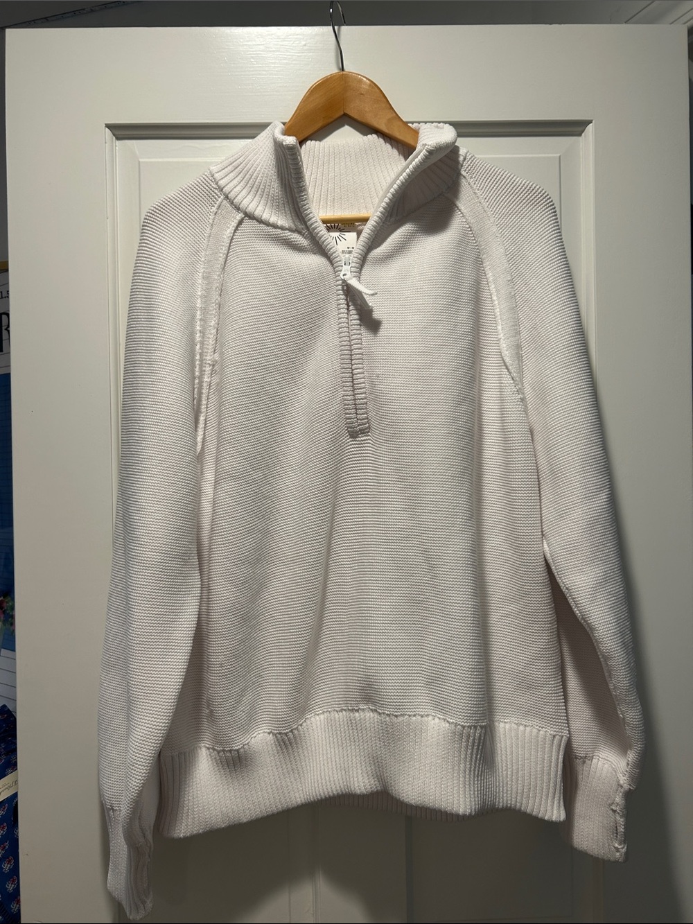 aerie White Half-Zip Knit Sweater